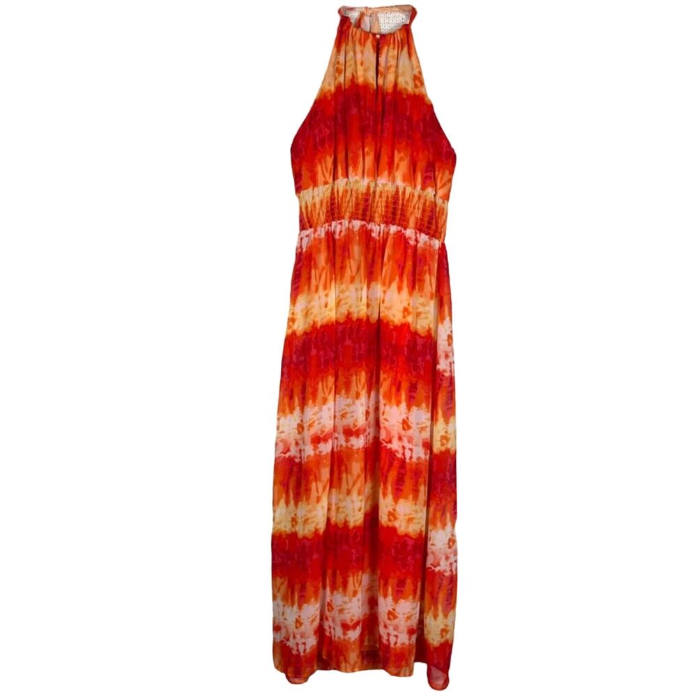 A. BYER | Halter Top Maxi Dress‎ Orange Black Tie Dye M